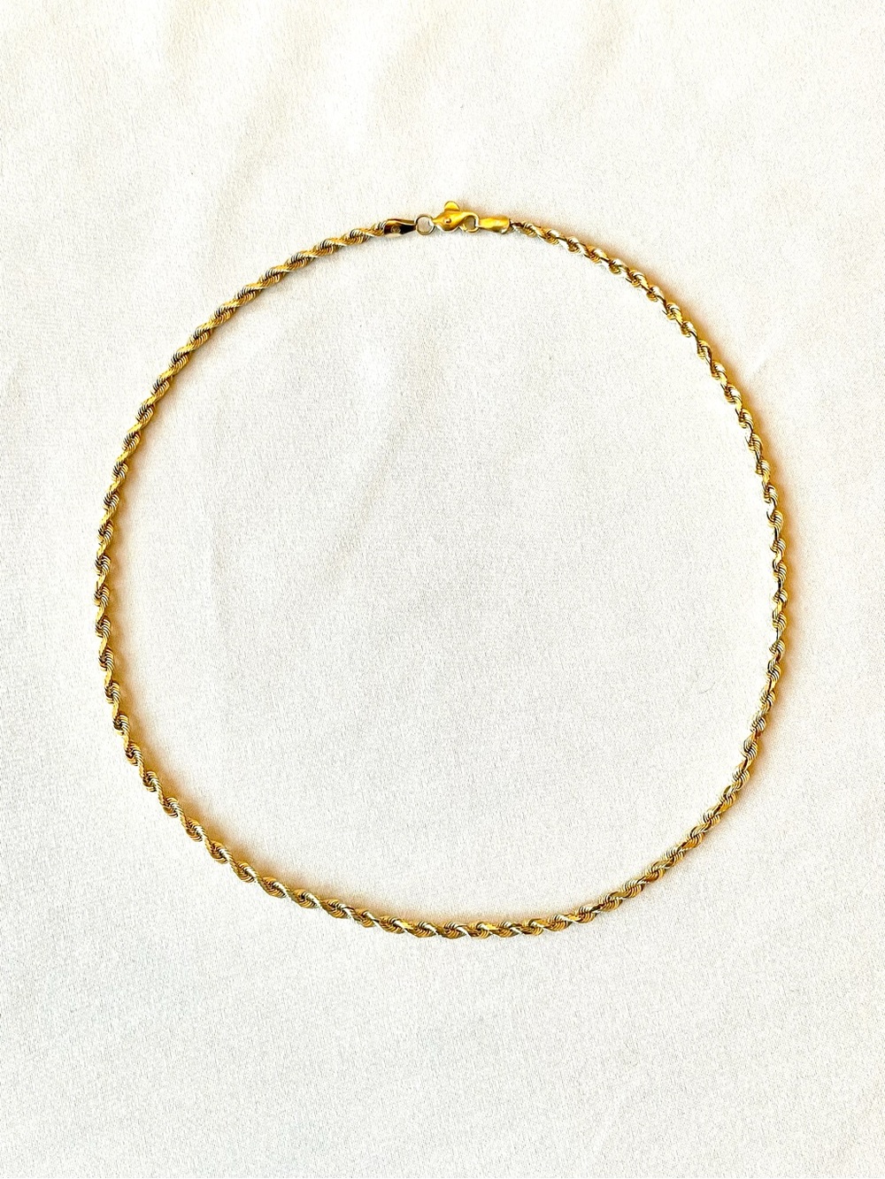 14K Yellow Gold Rope Chain Necklace 18 Inch